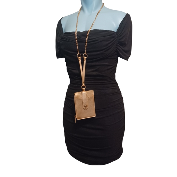 Crossbody Gold Card and Cash Holder "Wristlet" Badge Necklace Wallet ID Purse - Picture 3 of 13